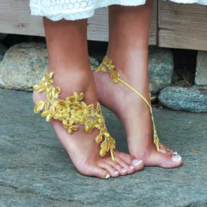 Gold Barefoot Sandals - The Majestic