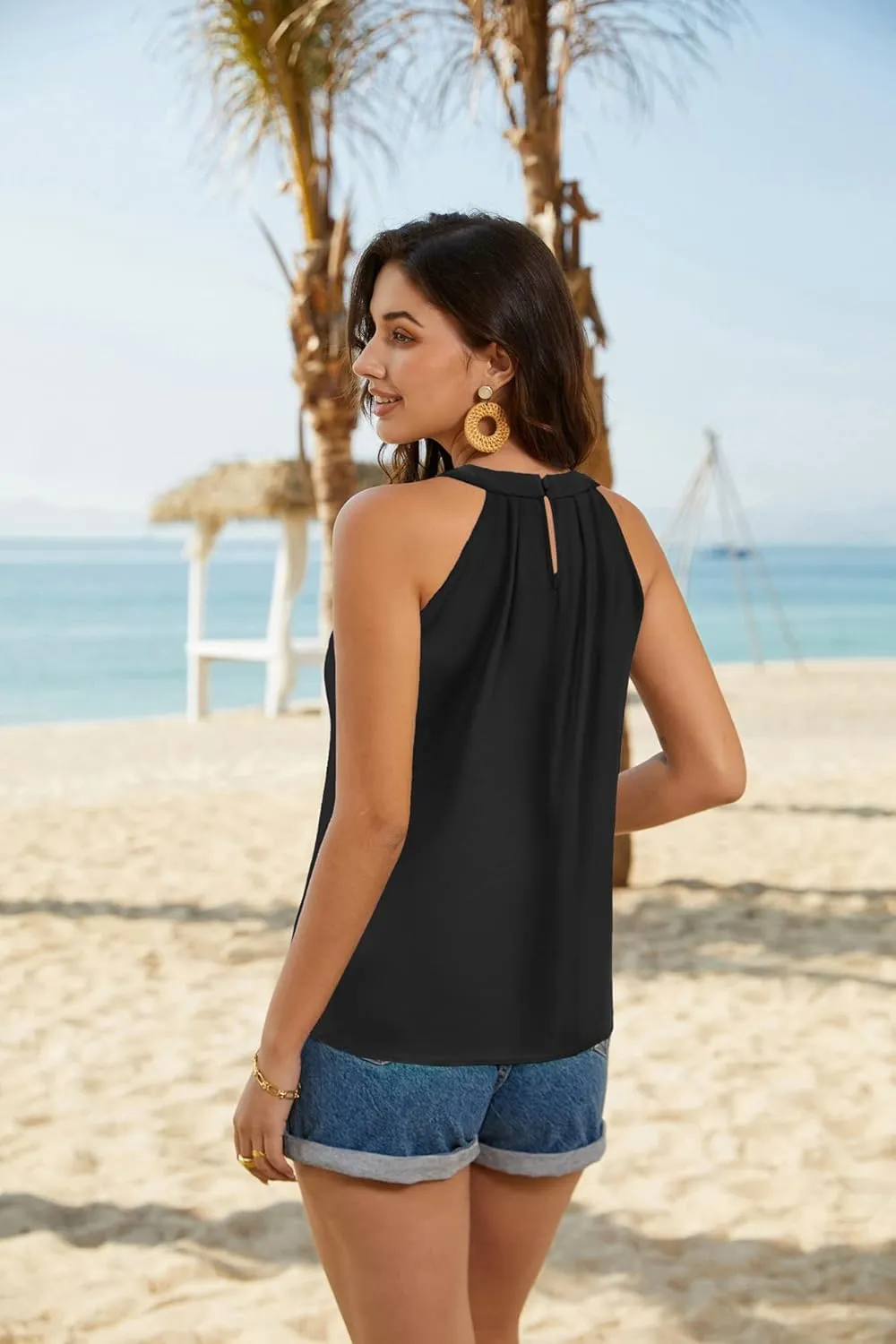 GRACE KARIN Sequin Halter Tops for Women Sleeveless Dressy Sparkle Tank Camisole Tops Party Club Cocktail Vest Shirt