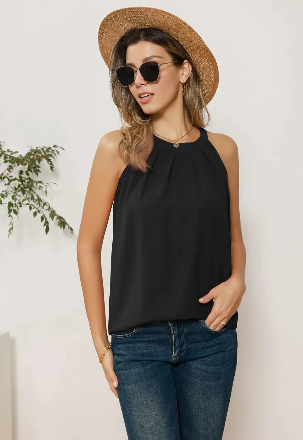 GRACE KARIN Sequin Halter Tops for Women Sleeveless Dressy Sparkle Tank Camisole Tops Party Club Cocktail Vest Shirt