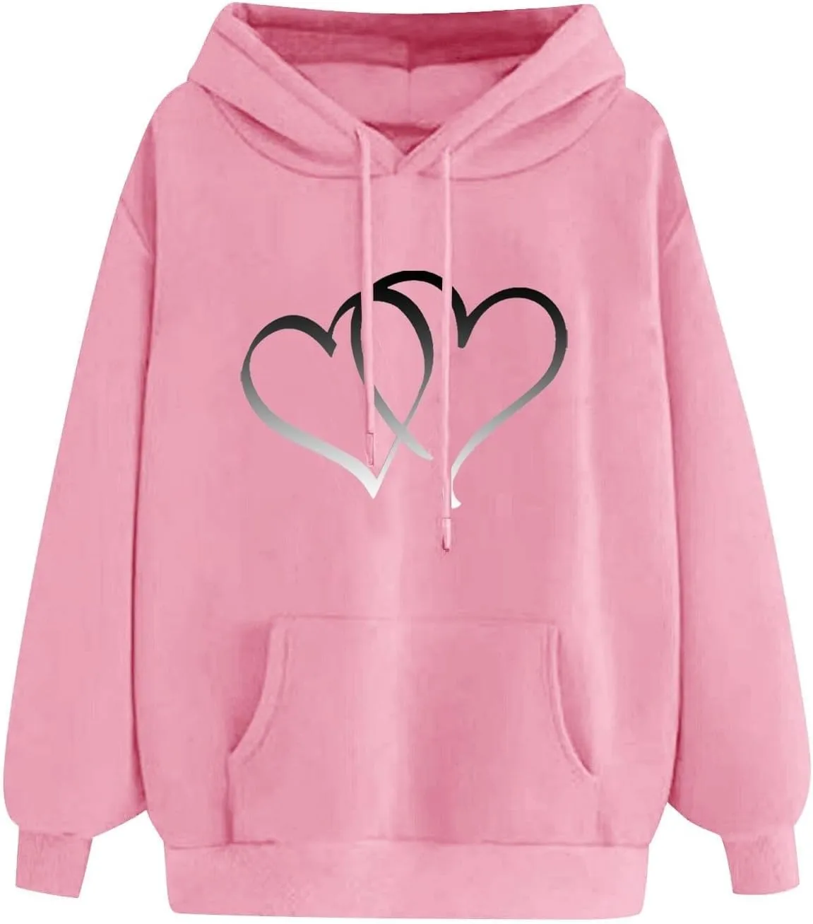 Graphic Hoodies for Teen Girls Women Heart Print Long Sleeve Oversized Pullover Cute Sweatshirts Plus Size Fashion Tops