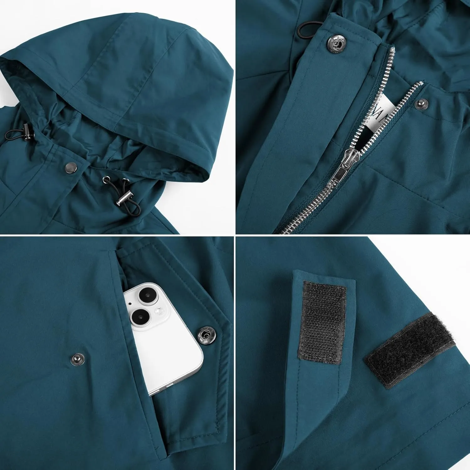 Hanna Nikole Women's Plus Size Waterproof Raincoat Lightweight Windbreaker Hooded Jacket with Pockets