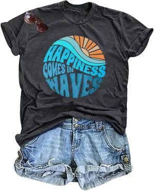 Hawaiian Shirts for Women Palm Trees Beach Graphic Tee Tops Summer Vacation Short Sleeve Tshirt Tops