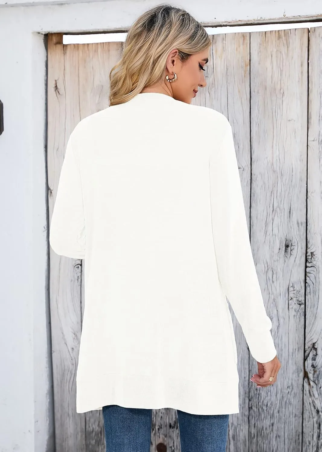 Heymoments Lightweight Open Front Cardigan Sweater for Women Long Sleeve Causal Bolero Button Down Soft Outwear Tops