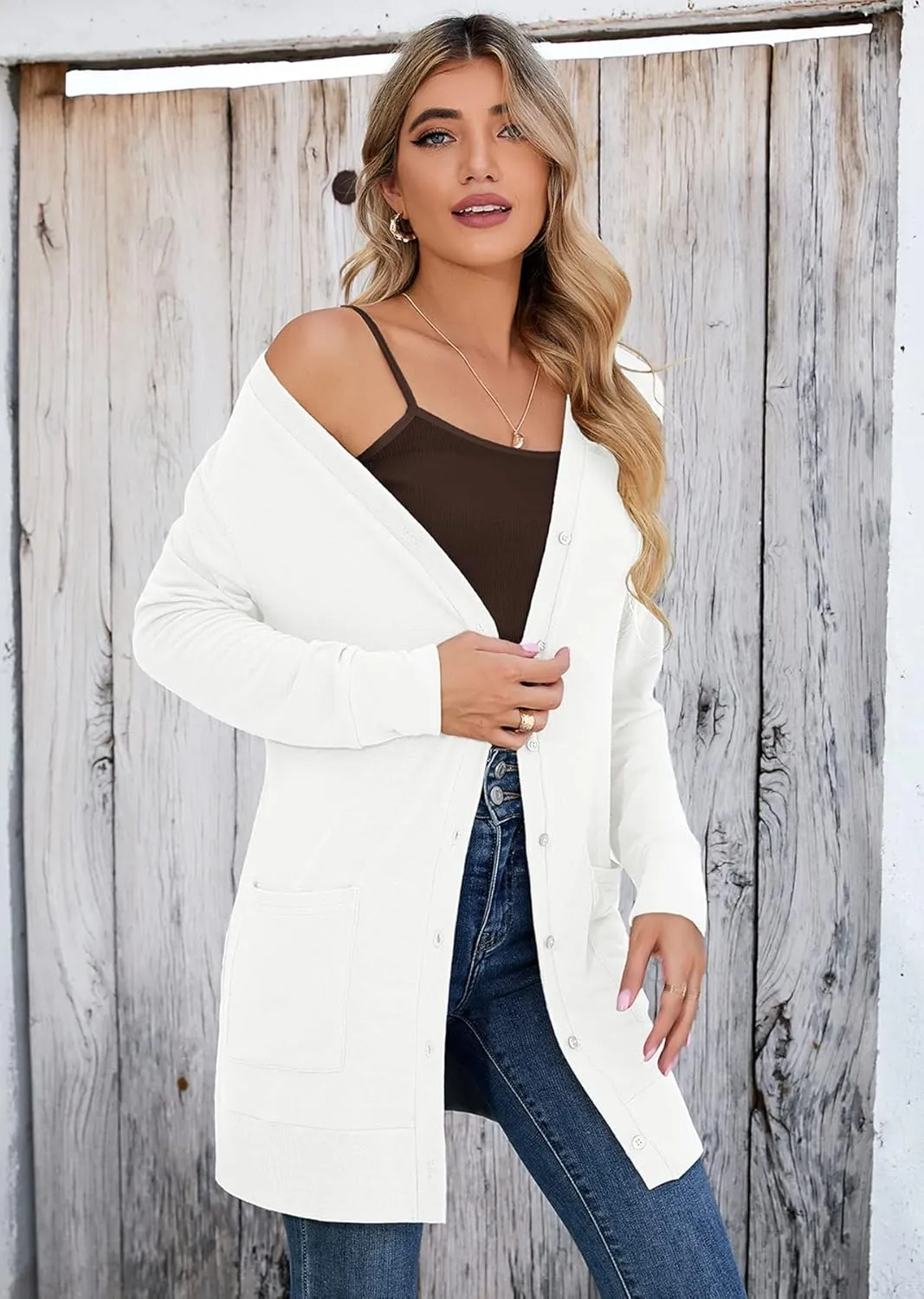 Heymoments Lightweight Open Front Cardigan Sweater for Women Long Sleeve Causal Bolero Button Down Soft Outwear Tops