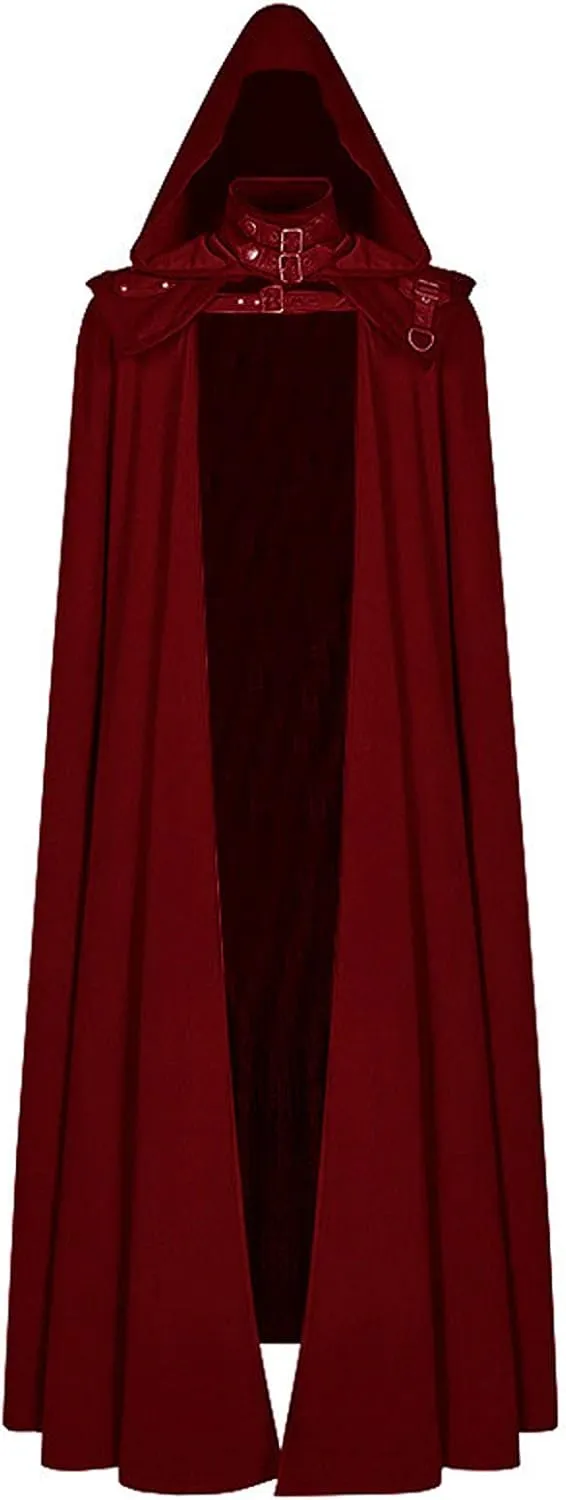 hhaappyy Men Halloween Costumes Adults,Medieval Hooded Gothic Devil Knight Robe Cloak Vampires Cosplay Cloak Hooded Capes, Red, 5X-Large