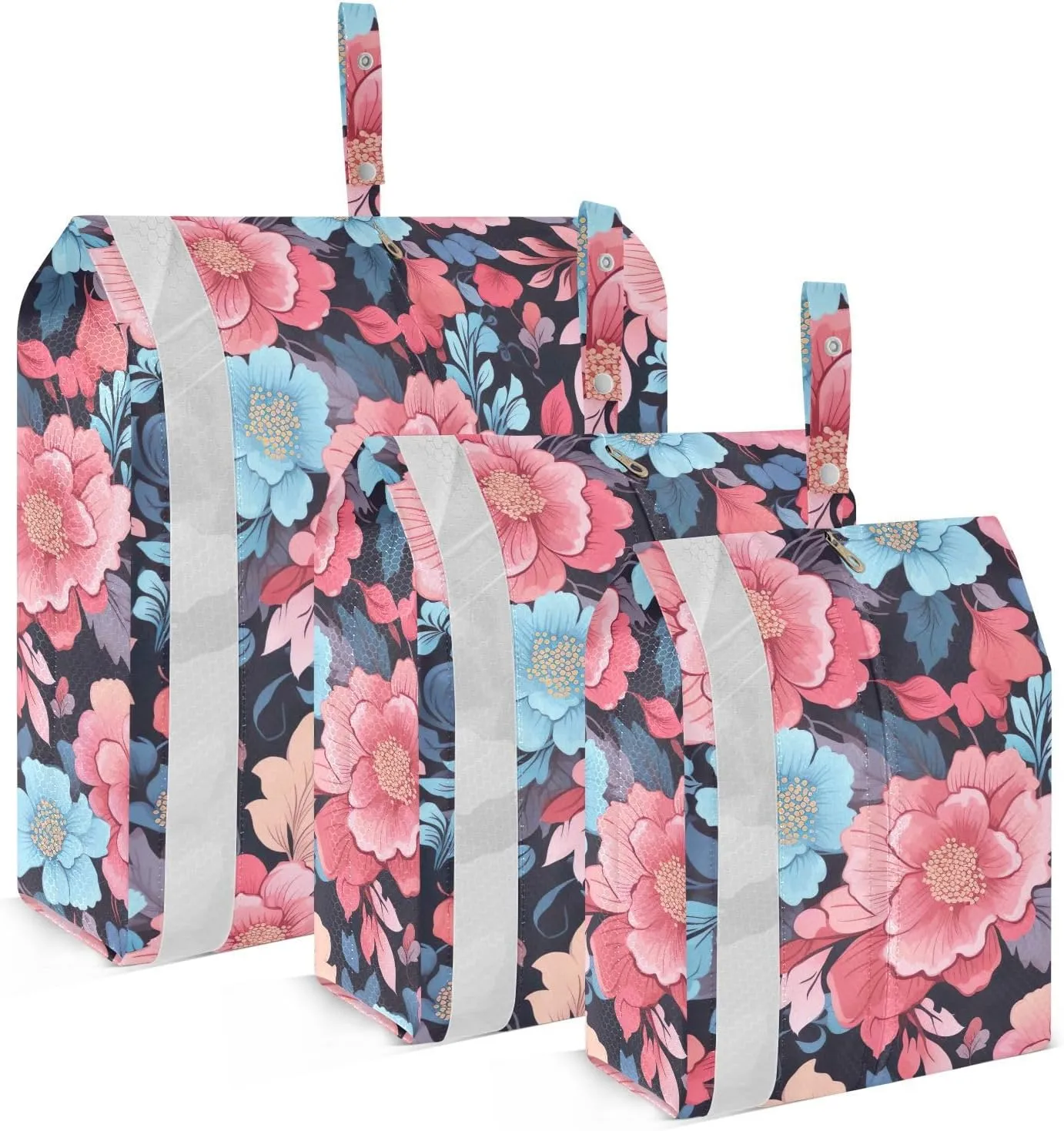 Hibiscus Flower Colorful Packing Cubes for Travel 3 Set Travel Compression Bags Luggage Cubes for Vacation Clothes
