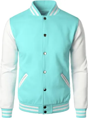 HOOD CREW Mans Varsity Baseball Jacket Cotton Blend Letterman Jackets
