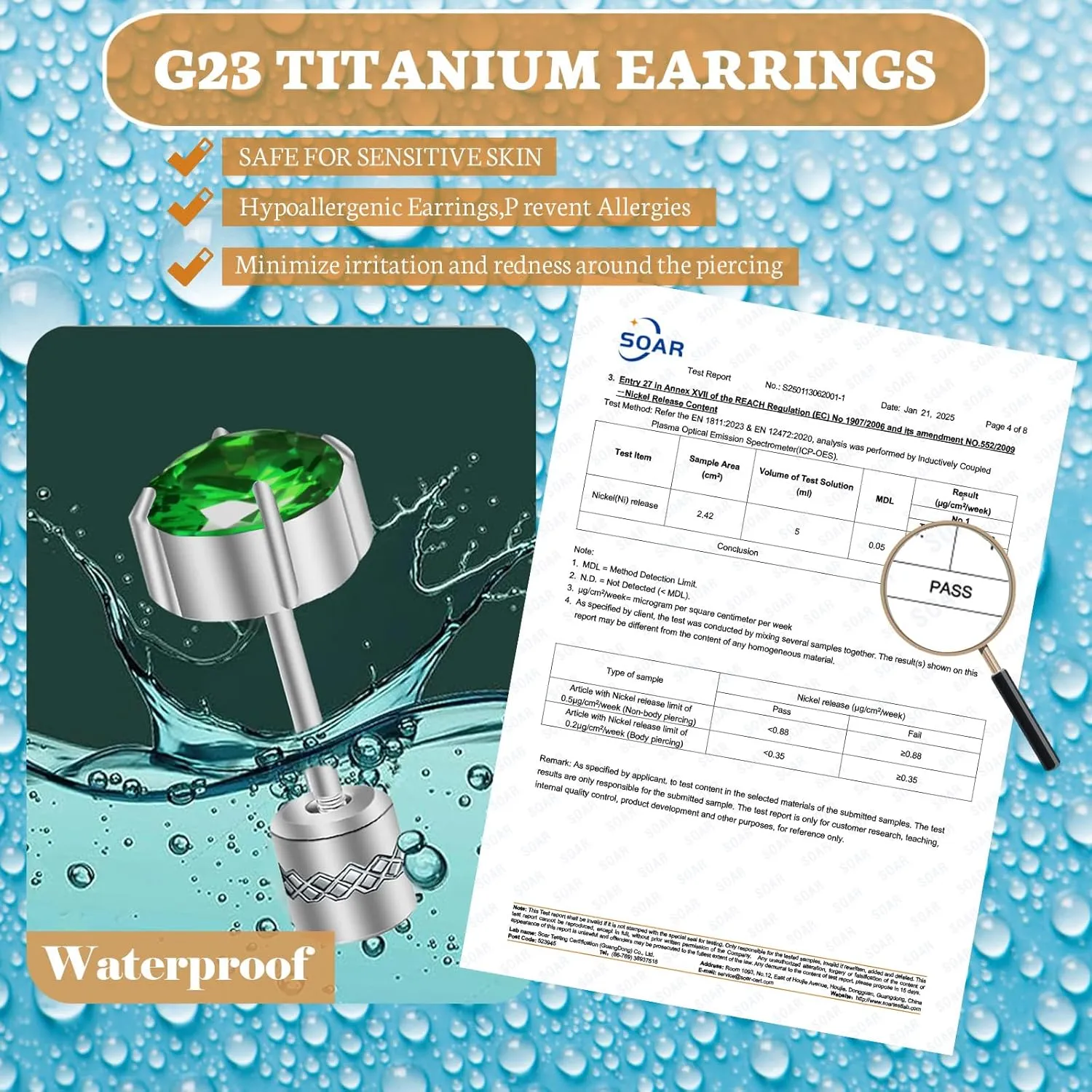 Hopply Hypoallergenic G23 Implant Grade Pure Titanium Screw Back Earrings, 20G Flatback 5A Cubic Zirconia Earrings Double Side Studs, Suitable for Women Men Sensitive Ears Piercing Sleeper Studs Jewelry