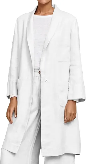 IDEALSANXUN Womens Long Cotton Linen Blazer Casual Lightweight Spring Jackets