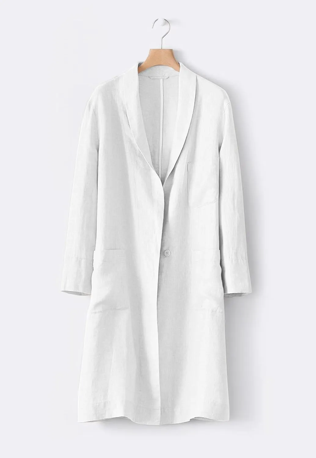 IDEALSANXUN Womens Long Cotton Linen Blazer Casual Lightweight Spring Jackets