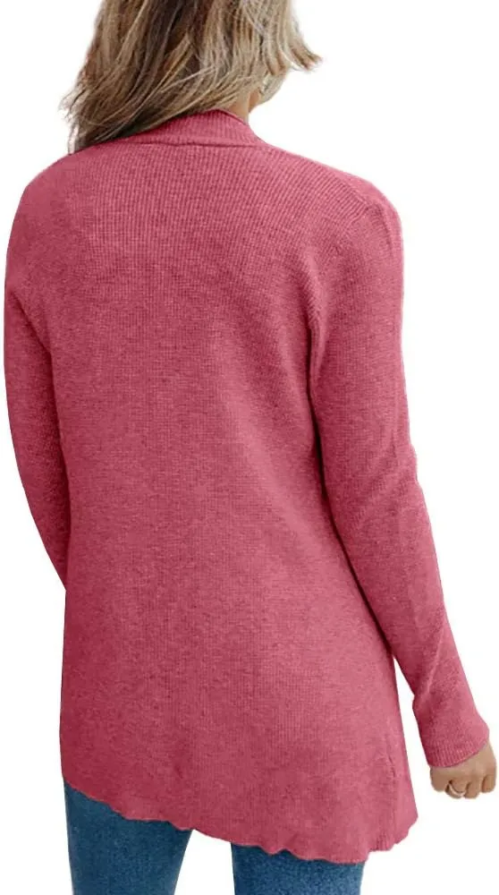imesrun Womens Open Front Cardigans Casual Long Sleeve Classic Knit Sweater Outerwear with Pockets