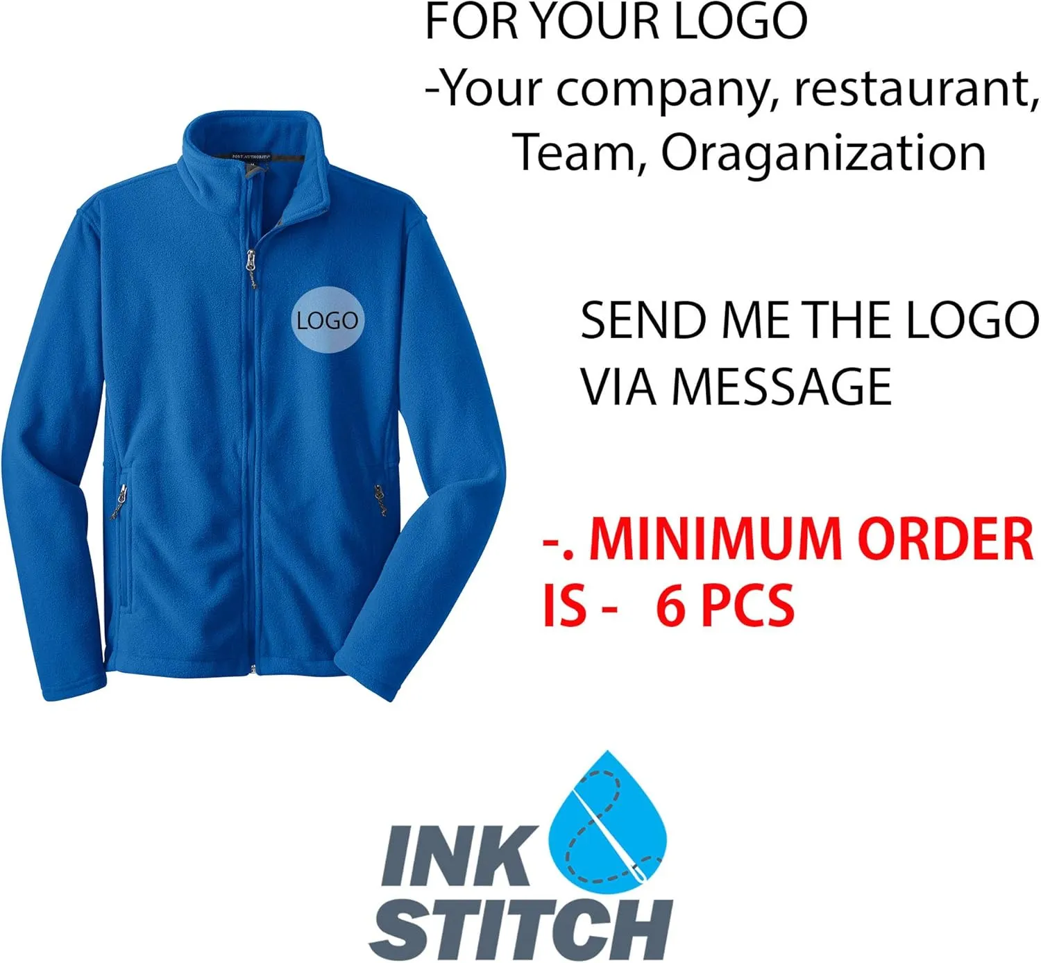 INK STITCH Ladies Custom Stitching Text Value Fleece Jackets - 12 Colors