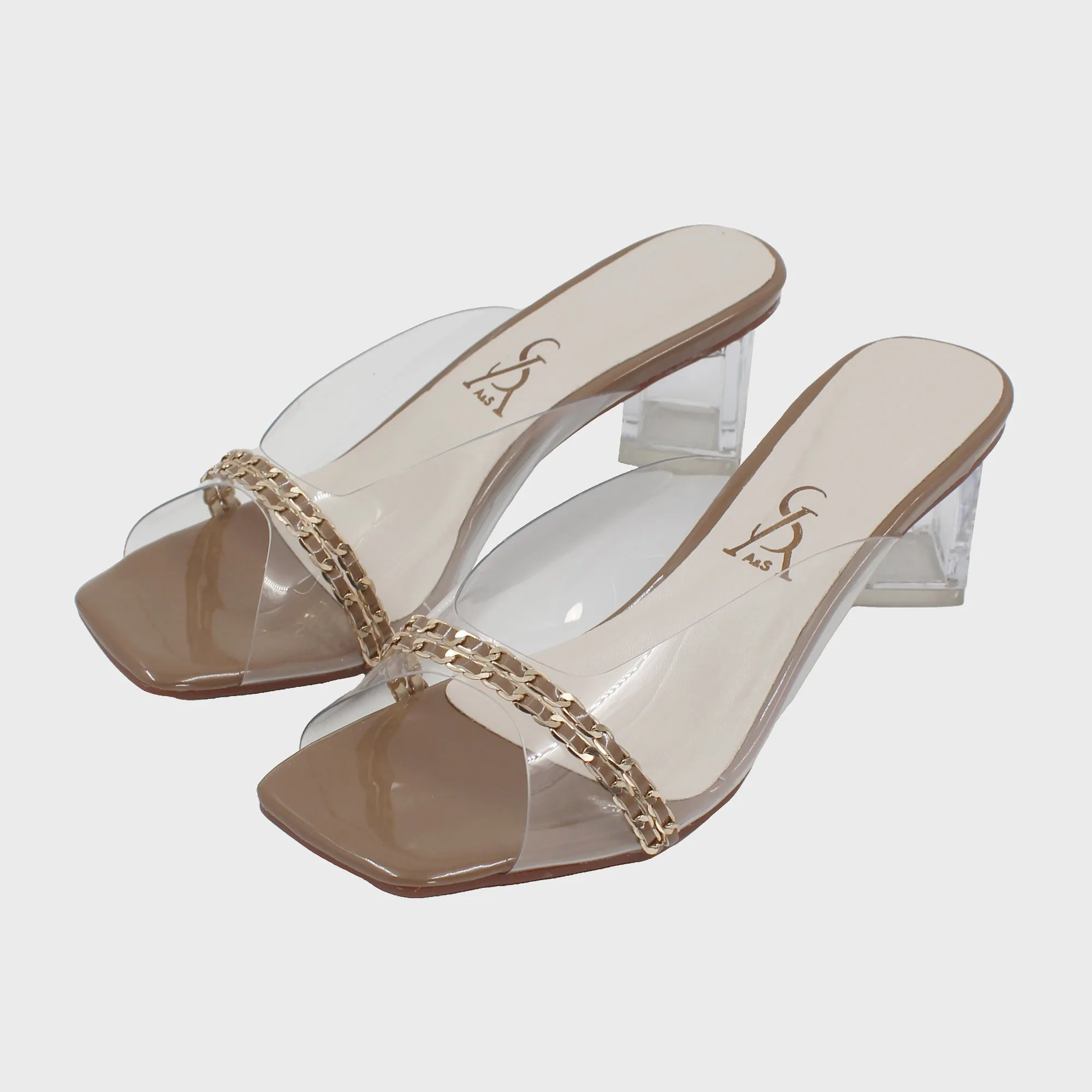 Interwined Chain Detail Vinyl Low Heels