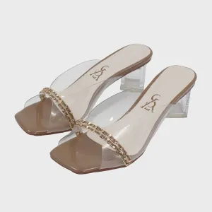 Interwined Chain Detail Vinyl Low Heels