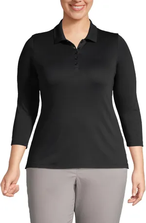Lands' End Women's 3/4 Sleeve American-Grown Supima Cotton Polo Shirt