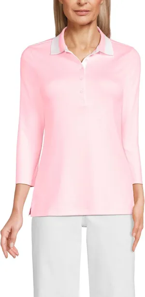 Lands' End Women's 3/4 Sleeve American-Grown Supima Cotton Polo Shirt