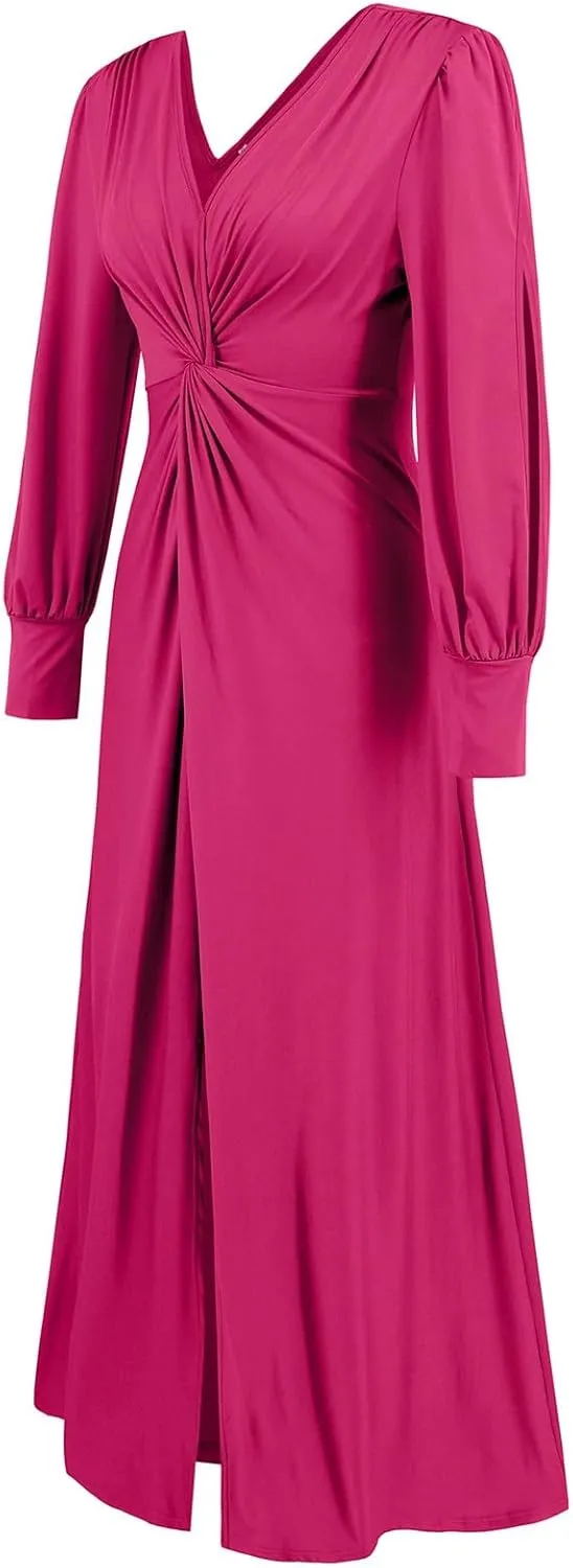 Leaf Print Ruffle Hem Belted Dress for Women V-Neck Vacation Ruffle Sleeve Party Formal Dress for Spring Summer