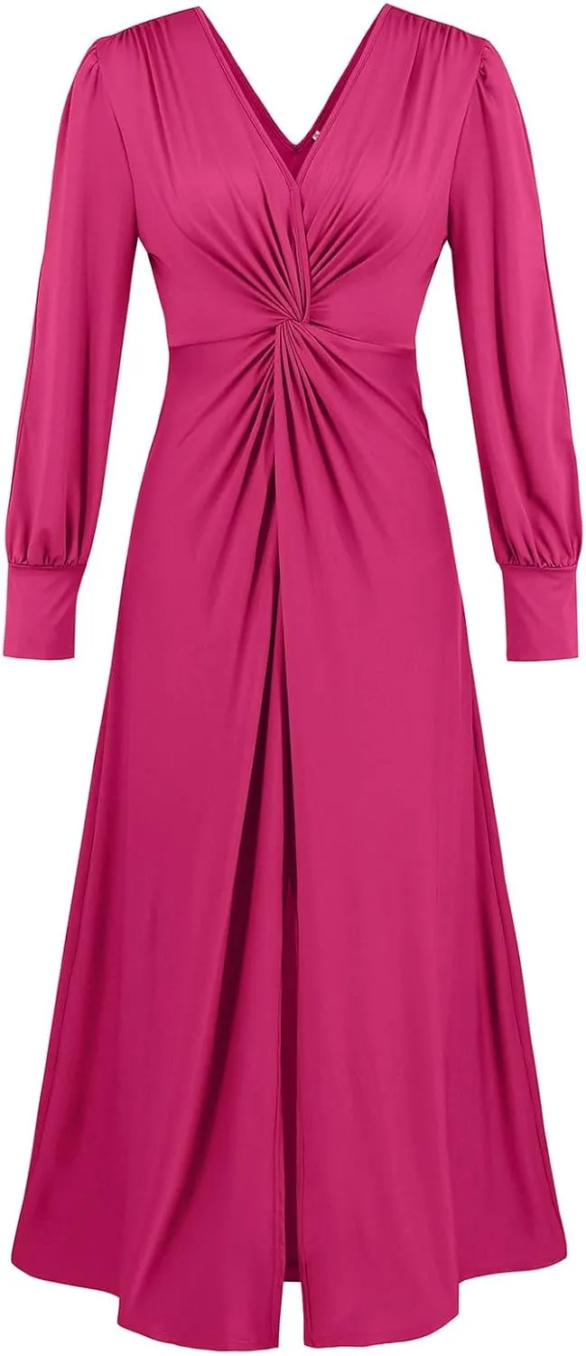 Leaf Print Ruffle Hem Belted Dress for Women V-Neck Vacation Ruffle Sleeve Party Formal Dress for Spring Summer
