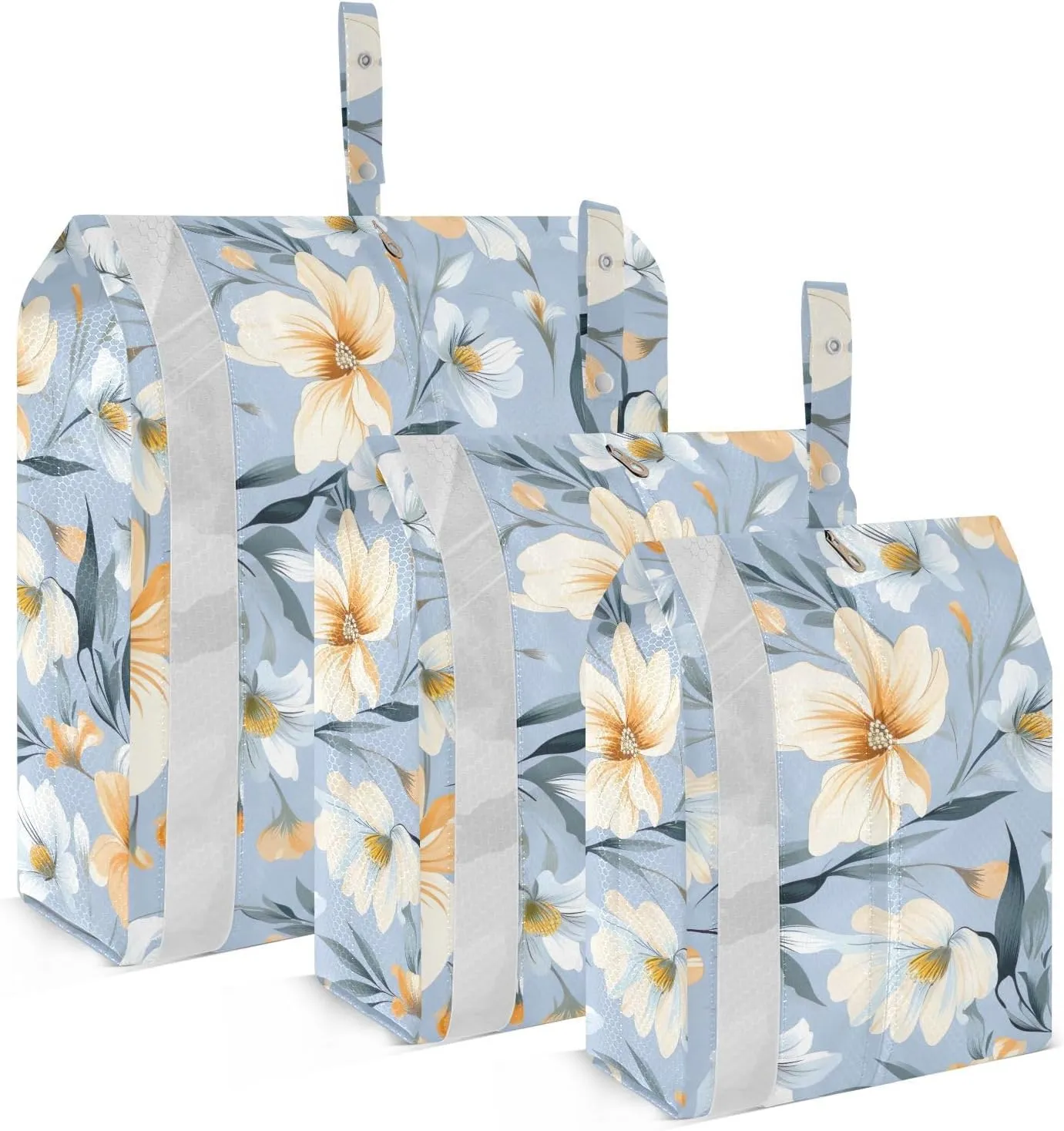 Leaves Floral Flower Packing Cubes for Travel 3 Set Packing Compression Cubes Luggage Bags Organizer for Vacation Clothes