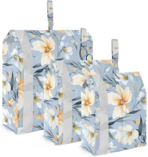 Leaves Floral Flower Packing Cubes for Travel 3 Set Packing Compression Cubes Luggage Bags Organizer for Vacation Clothes
