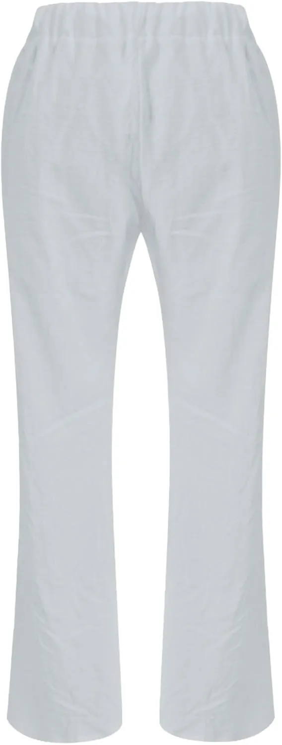Linen Pants for Women Solid Elastic Pants Long Drawstring Linen Women Waist Summer Vacation High Waist Wide Leg