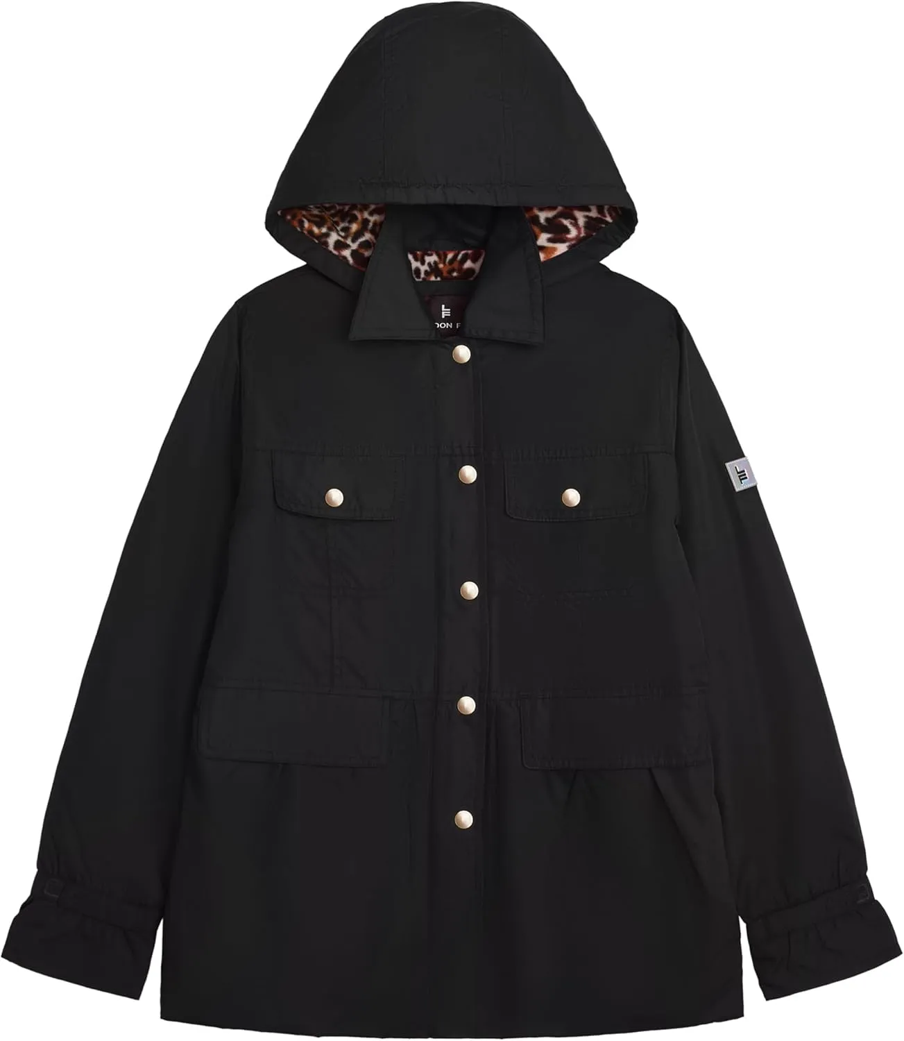 LONDON FOG Girls' Midweight Flounce Hem Utililty Trench with Hood