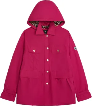 LONDON FOG Girls' Midweight Flounce Hem Utililty Trench with Hood