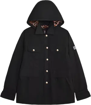 LONDON FOG Girls' Midweight Flounce Hem Utililty Trench with Hood