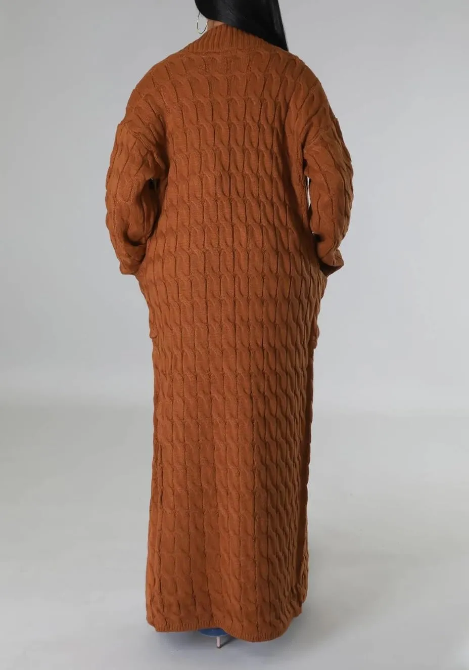 Long Sweaters for Women Cardigan Open Front Long Sleeve Plus Size Chunky Cable Knit Duster Cardigans with Pockets Winter Coat