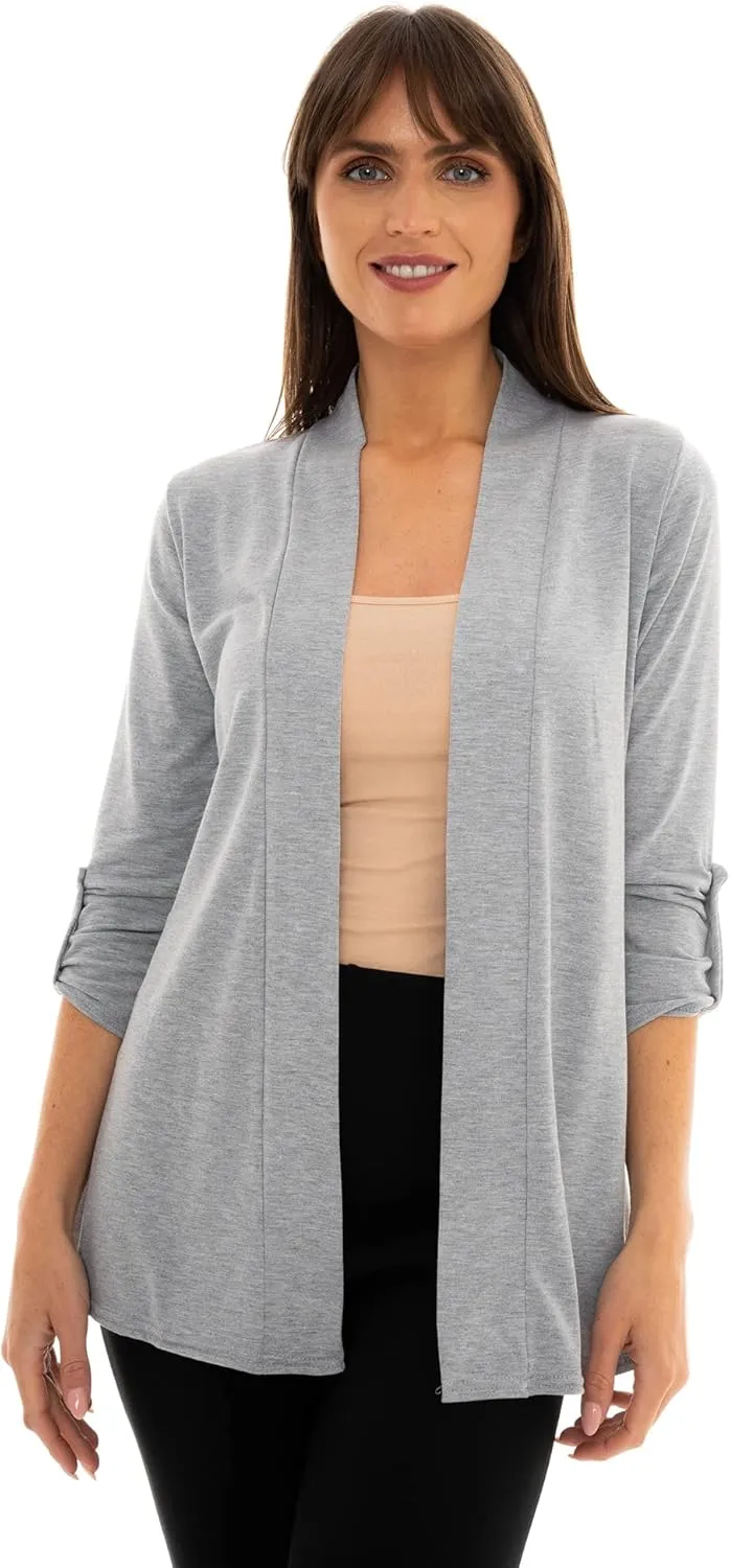 Loxdonz Women's Open Front Cardigans Casual 3/4 Sleeve Cardigan Soft Lightweight Top