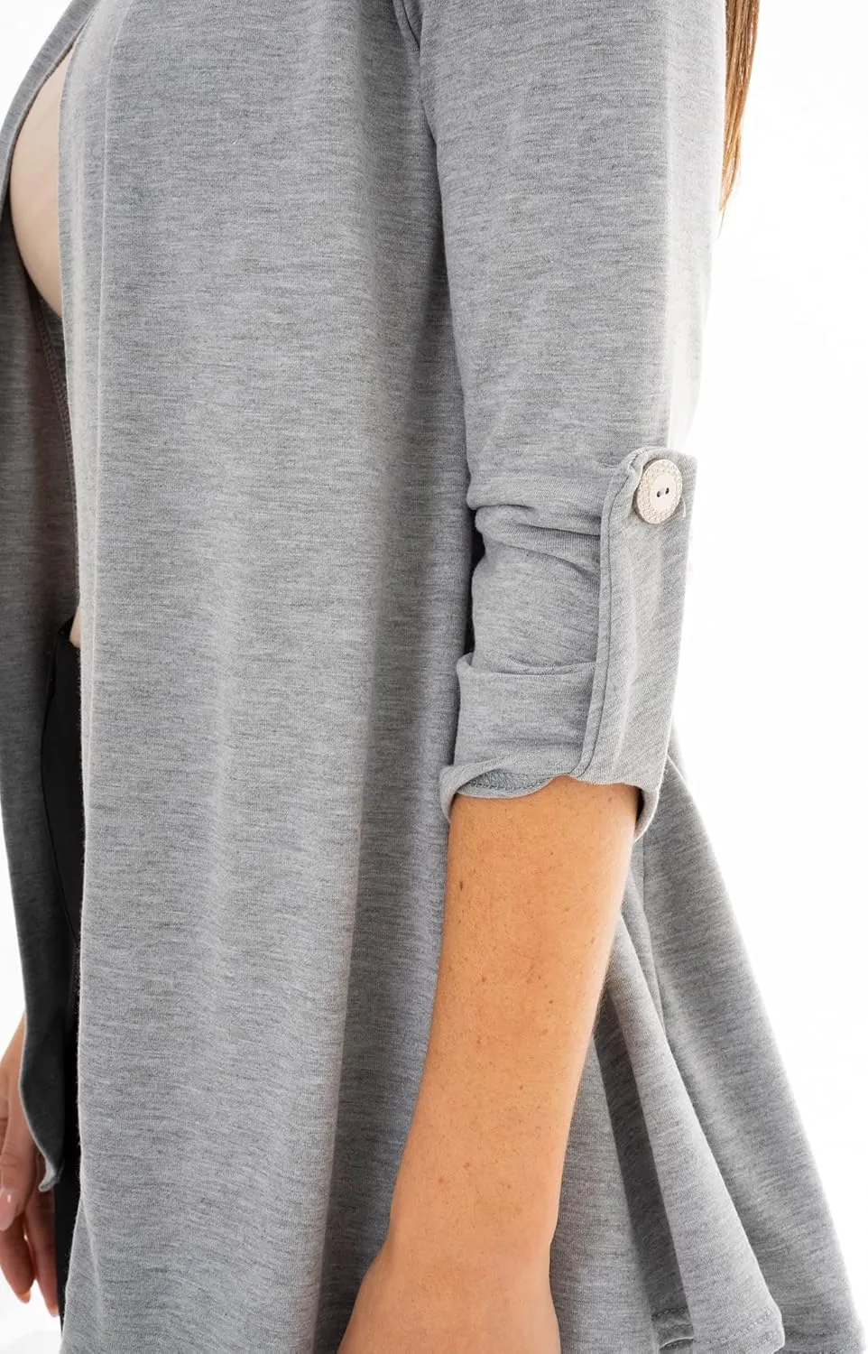 Loxdonz Women's Open Front Cardigans Casual 3/4 Sleeve Cardigan Soft Lightweight Top