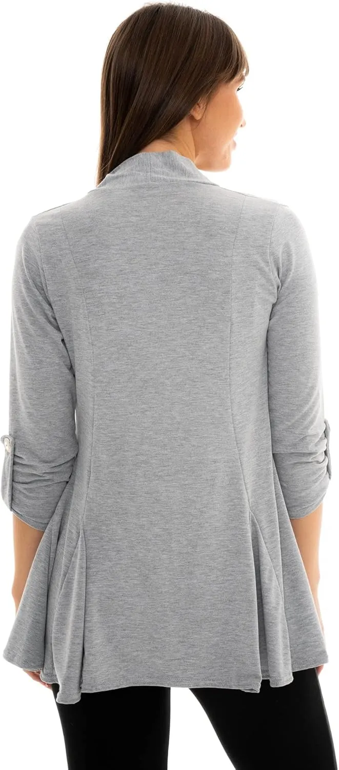 Loxdonz Women's Open Front Cardigans Casual 3/4 Sleeve Cardigan Soft Lightweight Top