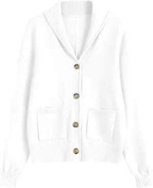 LUYAA Women's Cardigan Sweaters 2024 Oversized Open Front Button V Neck Lightweight Cardigans Outerwear