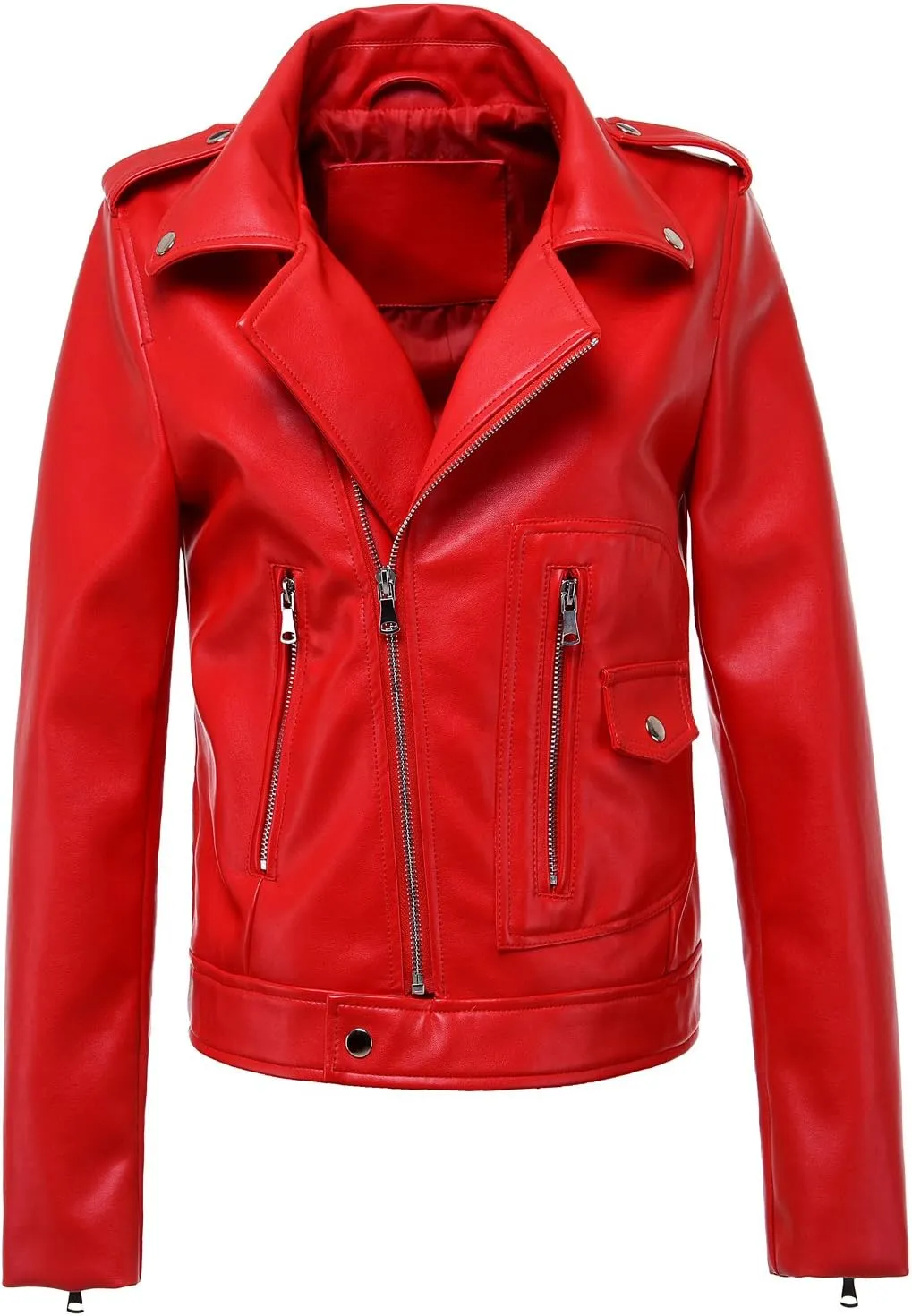 LY VAREY LIN Women's Zipper Motorcycle Biker Faux Leather Jackets