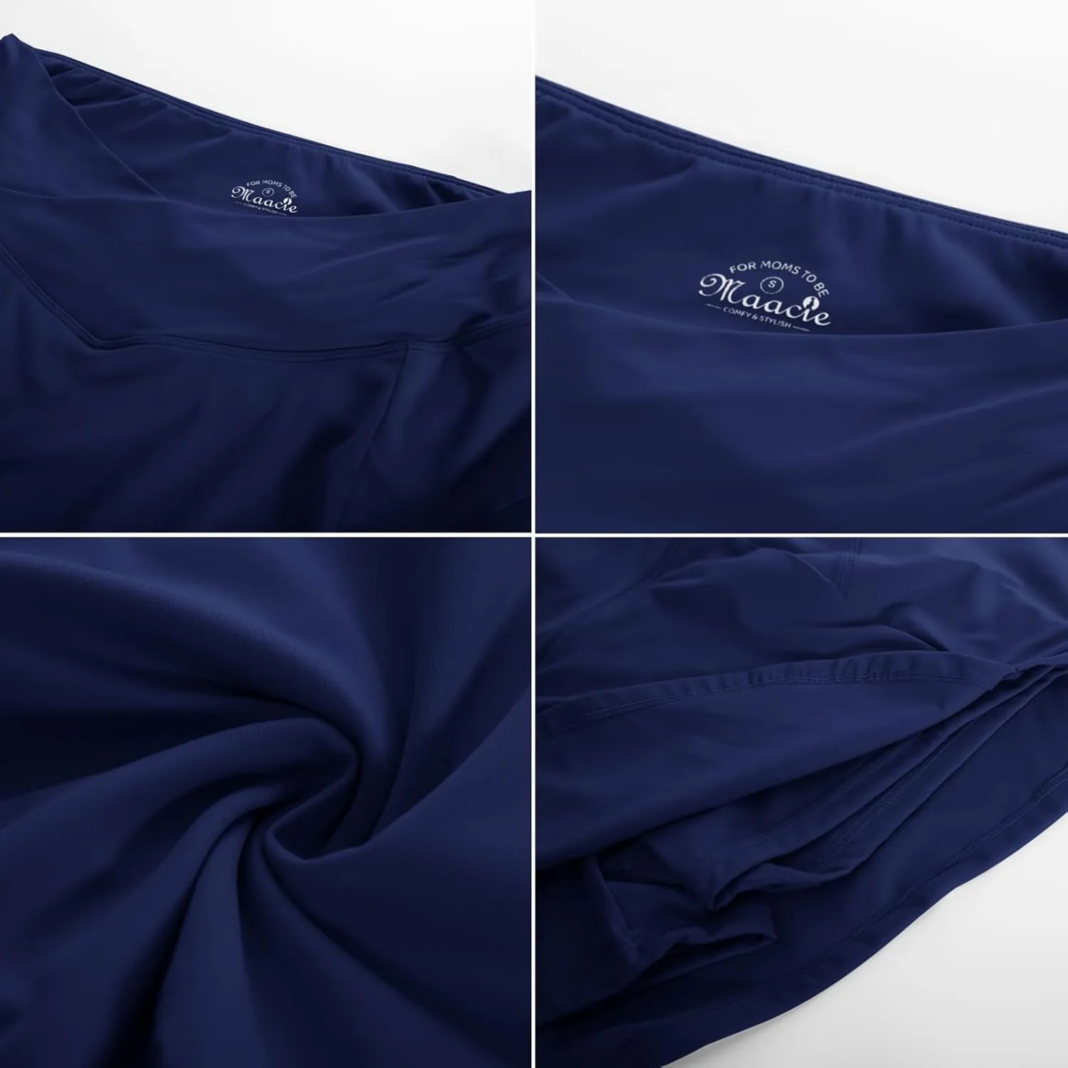 Maacie Maternity Tennis Golf Skorts Built-in Short with Pockets Cross Waist Low-Rise
