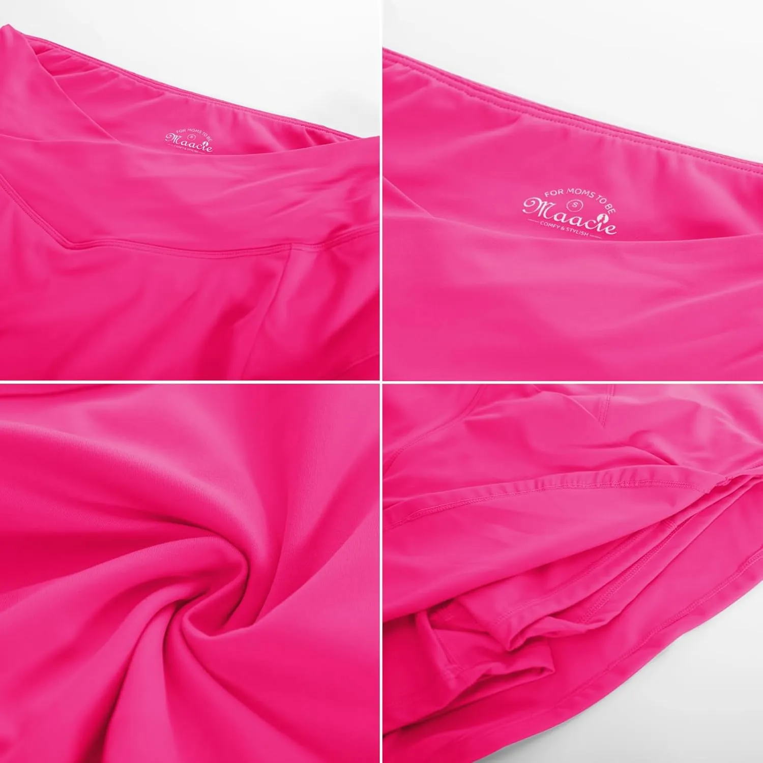 Maacie Maternity Tennis Golf Skorts Built-in Short with Pockets Cross Waist Low-Rise