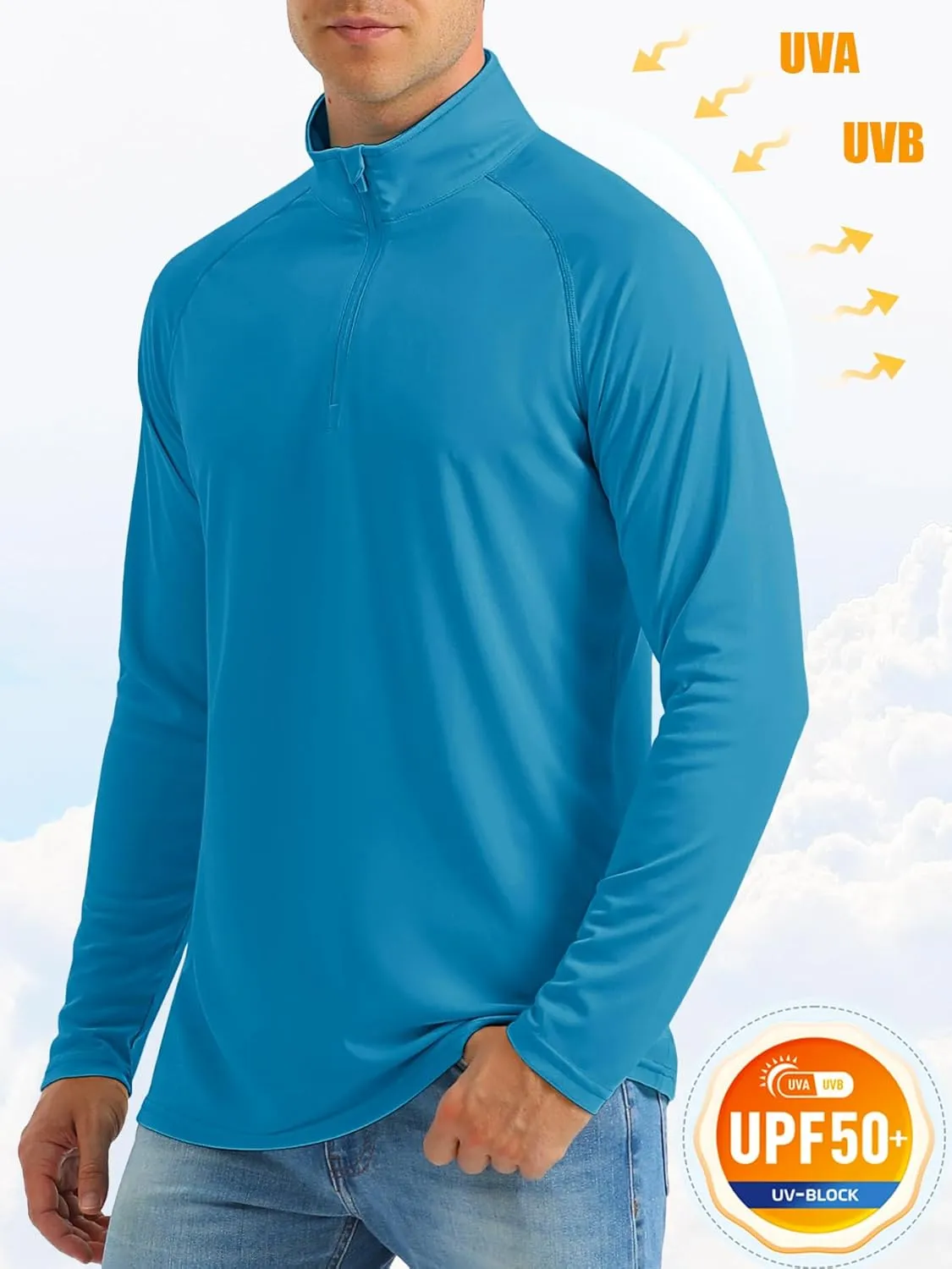 MAGCOMSEN Men's Long Sleeve Sun Shirts UPF 50  Tees 1/4 Zip Up Fishing Running Rash Guard T-Shirts Outdoor Shirt