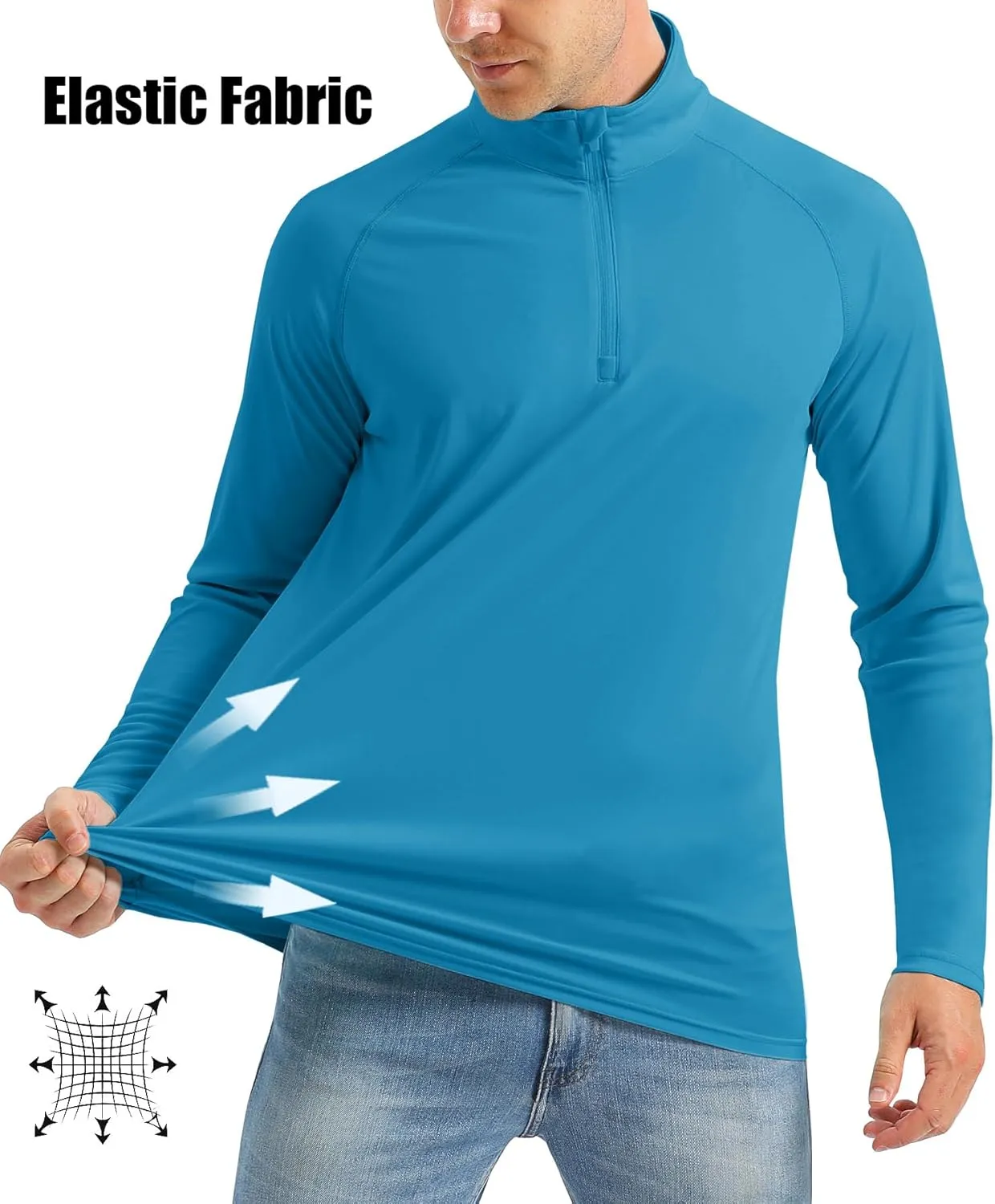 MAGCOMSEN Men's Long Sleeve Sun Shirts UPF 50  Tees 1/4 Zip Up Fishing Running Rash Guard T-Shirts Outdoor Shirt