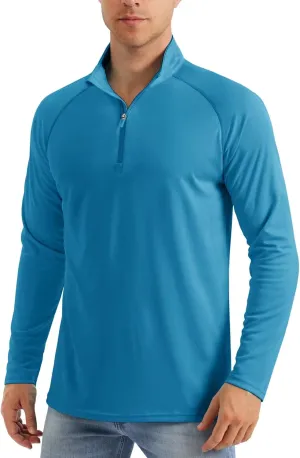 MAGCOMSEN Men's Long Sleeve Sun Shirts UPF 50  Tees 1/4 Zip Up Fishing Running Rash Guard T-Shirts Outdoor Shirt