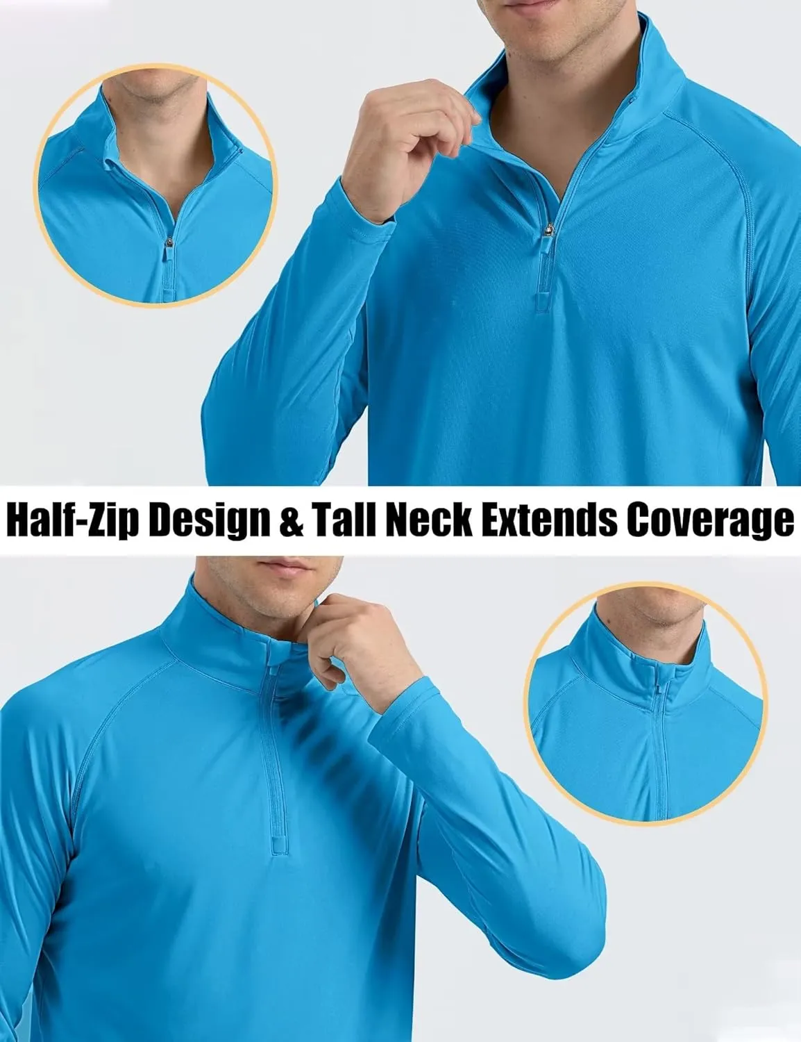MAGCOMSEN Men's Long Sleeve Sun Shirts UPF 50  Tees 1/4 Zip Up Fishing Running Rash Guard T-Shirts Outdoor Shirt