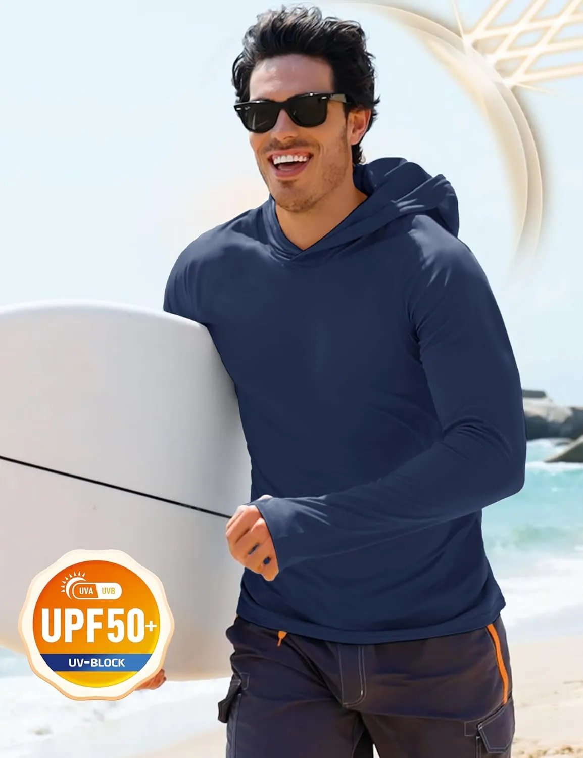 MAGCOMSEN Men's UPF 50  Sun Protection Shirts Quick Dry Long Sleeve Rash Guard Lightweight Hoodie Shirt Fishing Running