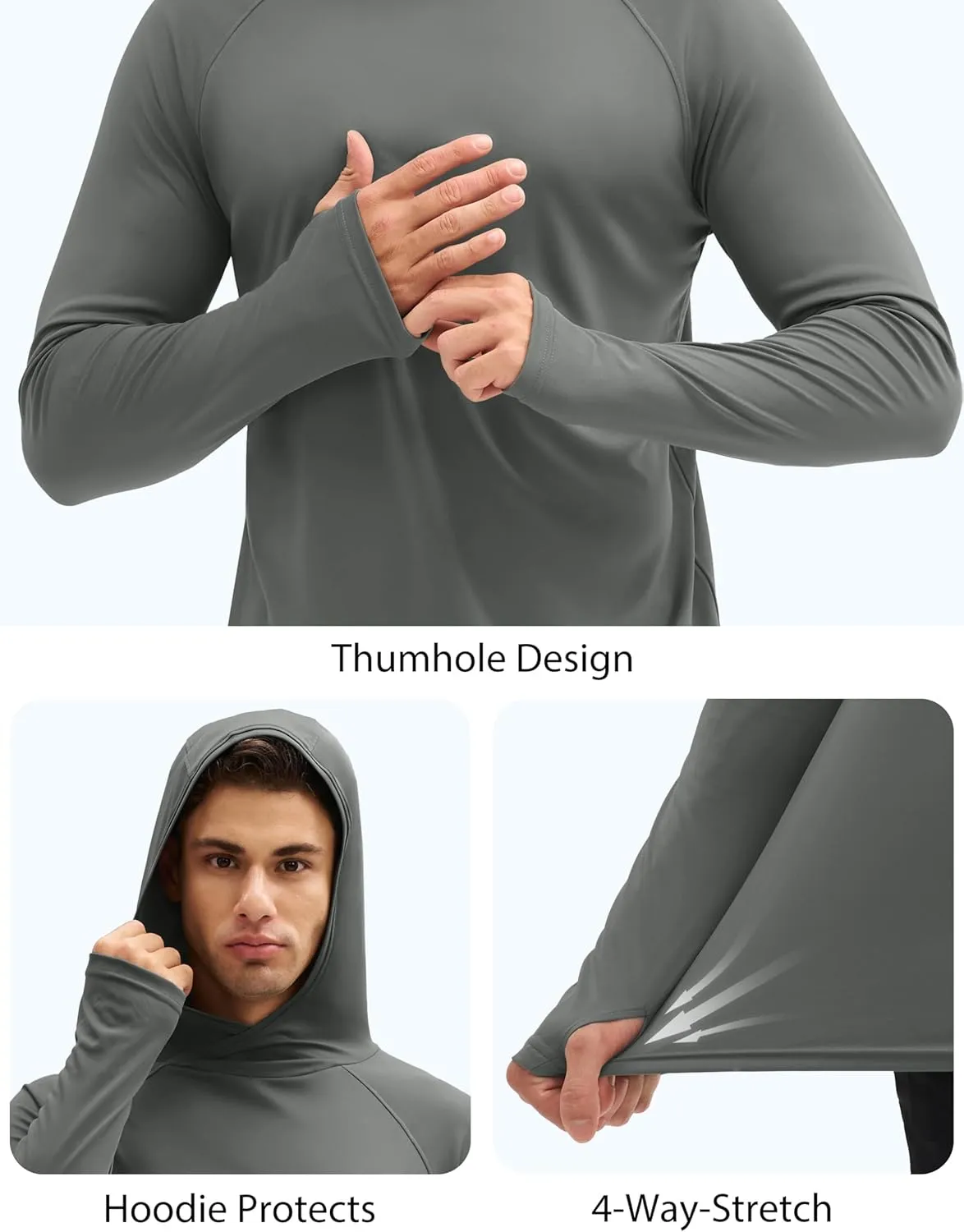 MAGCOMSEN Men's UPF 50  Sun Protection Shirts Quick Dry Long Sleeve Rash Guard Lightweight Hoodie Shirt Fishing Running