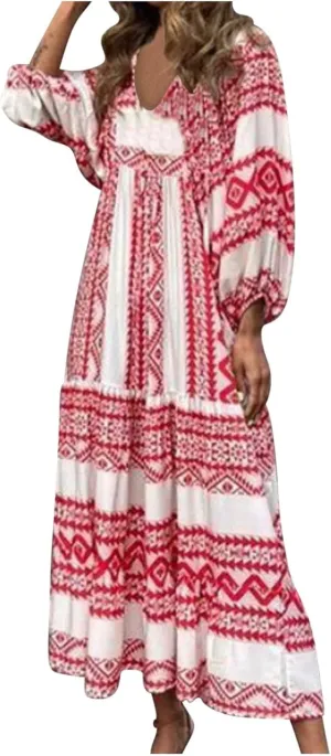 Maxi Dresses for Women 2024 Summer Boho Dress Sexy Off The Shoulder Dresses Flowy Long Sundress Vacation Dress, Small