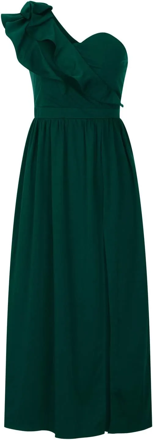 Maxi Dresses for Women One The Shoulder Dress Flowy Long Dresses Sexy Split Party Dress Trendy Ruffle Sundresses