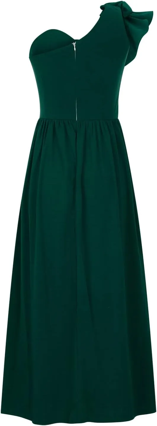 Maxi Dresses for Women One The Shoulder Dress Flowy Long Dresses Sexy Split Party Dress Trendy Ruffle Sundresses