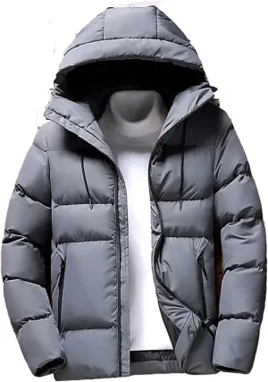 Men Hooded Lightweight Cotton Padded Coats Warm Casual Jackets Puffer Jacket