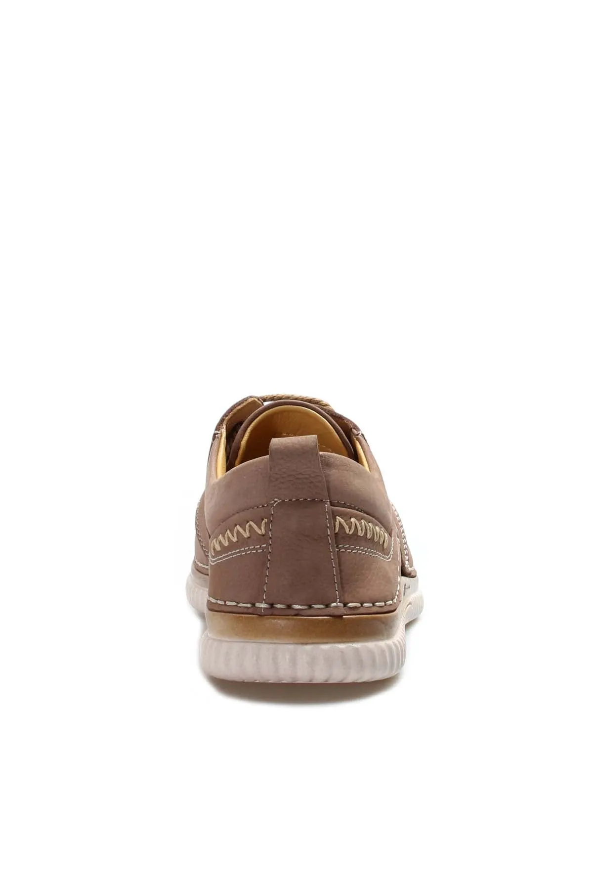 Men's Beige Perforated Casual Lace-Up Shoes - Wessi