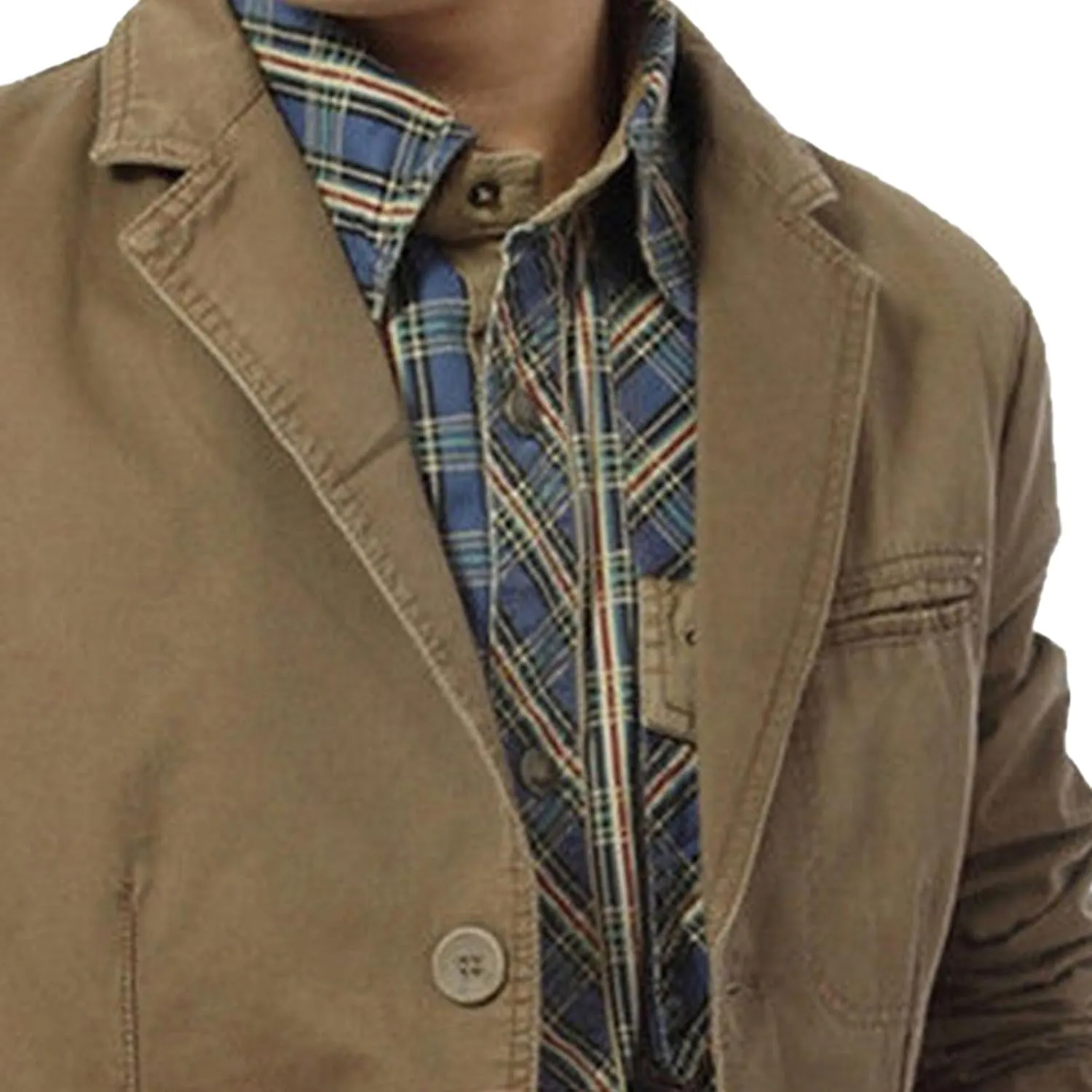 Men's Casual Three-Button Coat Lined Cotton Twill Suit Blazer Jacket Notch Lapel Vintage Jacket Sport Coat