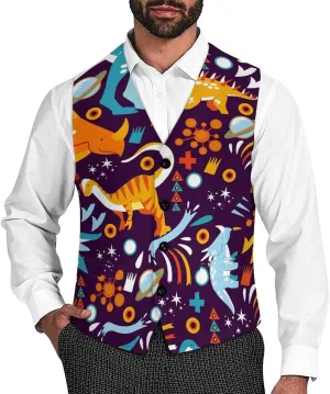 Men's Hawaiian Leaf Suit Vest Slim Fit Business Dress Vest Waistcoat for Wedding Party Casual Dress