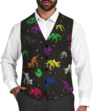 Men's Hawaiian Leaf Suit Vest Slim Fit Business Dress Vest Waistcoat for Wedding Party Casual Dress
